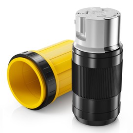 50AMP RV Power Cord Twist Lock Plug with Locking Ring Boot Cover, 125/250V NEMA SS2-50R Shore Power Inlet Connector Replacement for RVs Camper Trailer