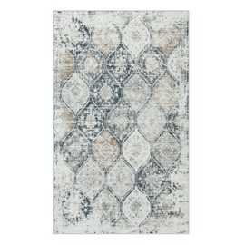 LIVEBOX Moroccan Washable Area Rugs 3x5, Entryway Rugs Indoor, Non-Slip Black Kitchen Area Rugs and Mats Small Vintage Distressed Accent Area Rug Throw Rug for Entrance Bedroom Entryway Bathroom