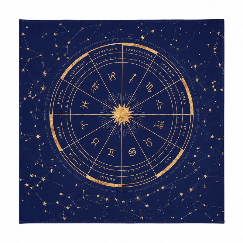 12 Zodiac Tarot Card Tablecloth for Readings – Foldable Card