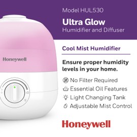 Honeywell Ultra Glow Light Changing Humidifier and Diffuser – Cool Mist Humidifier for Bedroom or Office with Essential Oil Diffuser