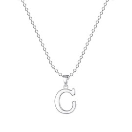 Silver Plated Initial Necklaces for Women - Silver Letter Necklaces - Alphabet C Pendant Necklaces Jewellery Gifts