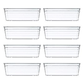Backerysupply Clear Plastic Drawer Organizer Tray for Vanity Cabinet (6"Ã3"Ã2" Set of 8) Storage Tray for Makeup, Kitchen Jewelries and Gadgets