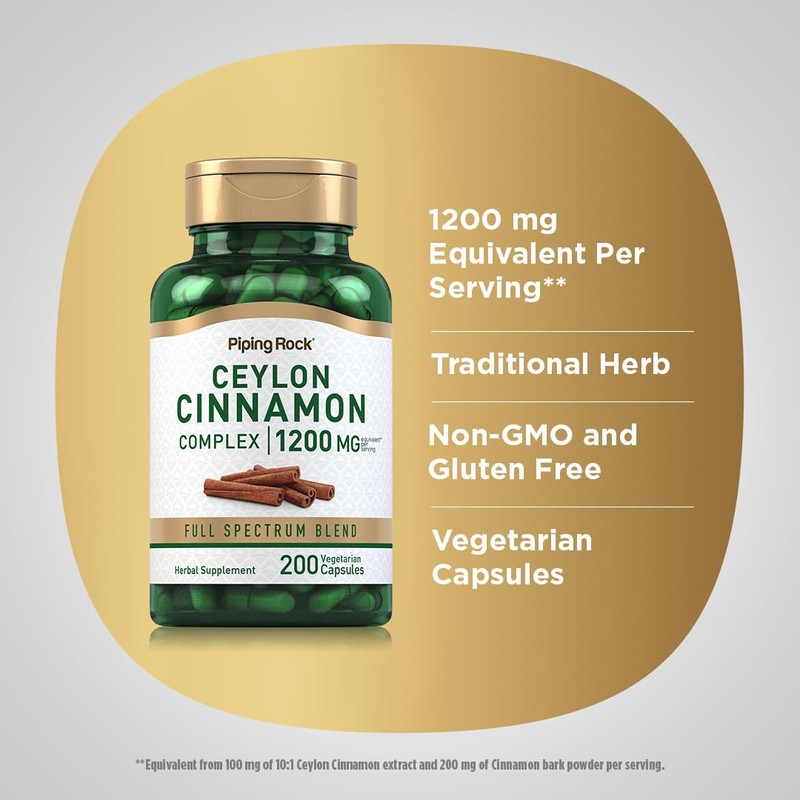 Piping Rock Ceylon Cinnamon Complex Capsules 1200 mg | 200