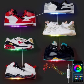 OAPRIRE LED Acrylic Floating Shoe Display 6-Pack | Remote & App Control, 60,000+ RGB Colors, 213 Modes, Music Sync Color Changing, USB Powered, Perfect for Shoe Sizes 6-13
