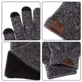 BeCann 3 Pieces Winter Beanie Hats Scarf Touch Screen Gloves Large Hat Scarf Gloves Set Thick Knit Skull Cap for Men Women (Gray)