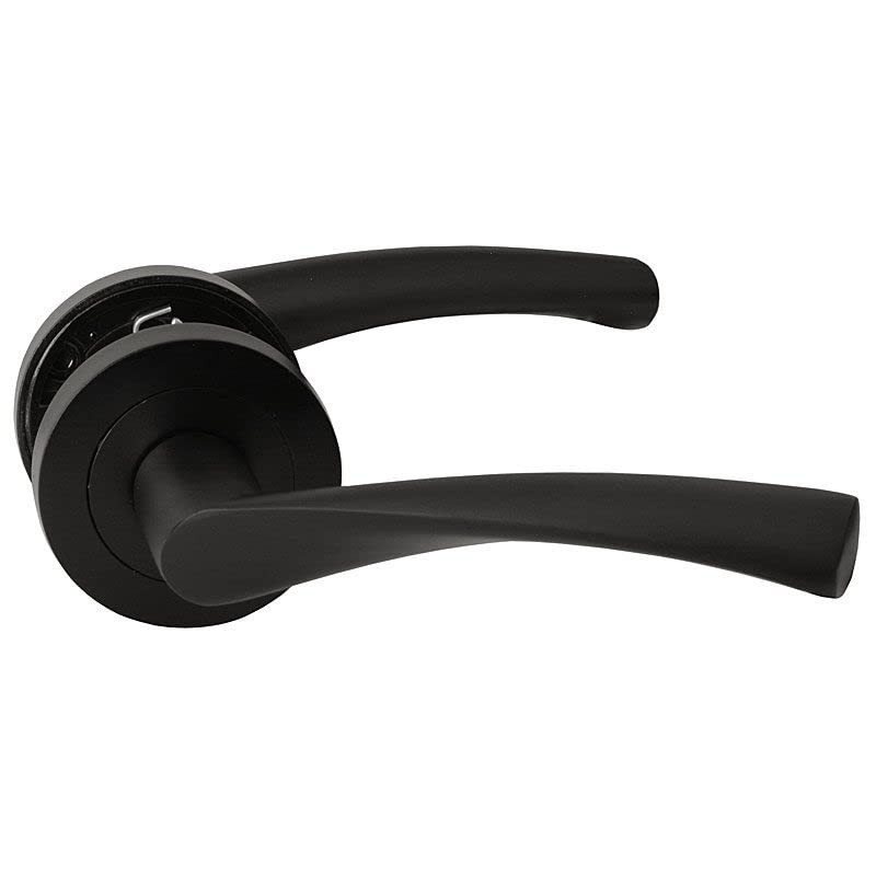 Matt Black Twist Lever on Rose Handle Set- Latch &