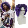 Mens Purple Dreadlock Wig 12" Short Locs Wig for Cosplay