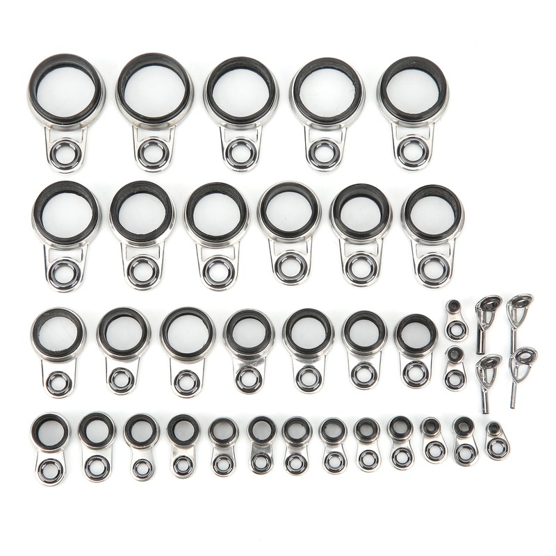 37Pcs Fishing Rod Guides Top Tip Ring Telescopic Surf Casting