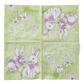 Mank Tissue Napkins, Perfect for Catering and Celebrations, Textile-like and Absorbent, Easter, Rabbit, Lilly & Lenni (150, 24 cm)