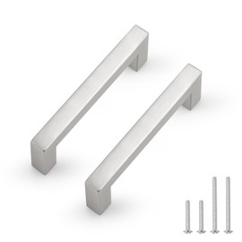 Probrico 12 Pack Hole Centers 3.5inch Square Kitchen Cabinet Handles,Brushed Satin Nickel Kitchen Cabinet Pulls, Stainless Steel Drawer Pull Handles
