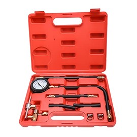 KUNTEC Fuel Injection Pump Pressure Tester Gauge Kit Universal Car Gasoline Fuel Oil Injector Diagnostic Test Set 0-100 PSI for Car Motorcycle Truck RV SUV & ATV