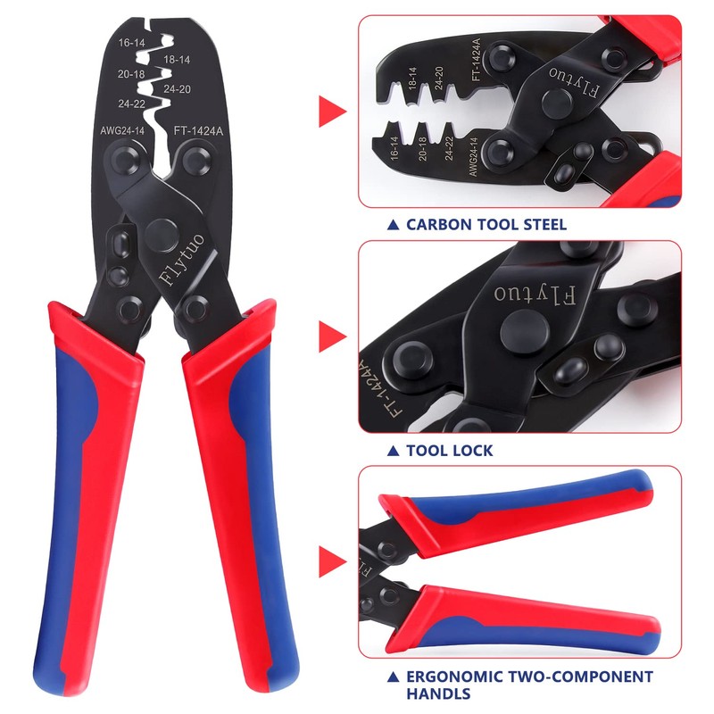 Flytuo 1424A Molex Crimper, Open Barrel Terminal Crimp Tool for