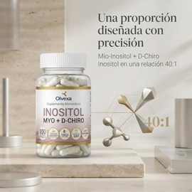 INOSITOL myo inositol y d-chiro 40:1, 500 mg, 100 Cápsulas, Fórmula de Alta Pureza, Olvexa