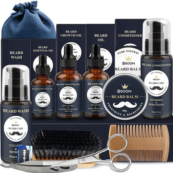 BSOON Kit de Cuidado de Barba 12 en 1 para