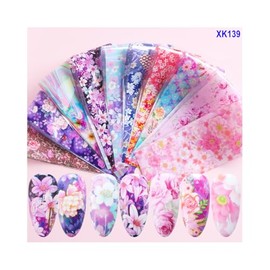 Generic Marble Texture Flowers Butterfly Heart Nail Foil Transfer Sticker 16Pcs 20X4Cm Xk139 Nail Wraps Art Stickers Manicure Supplies for Women for Home Nails Full Long Lasting Easy Apply and Remove