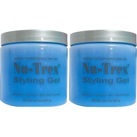 NU-TREX Styling Hair Gel 15.75oz. Light Hold. Crystal Clear Blue, Flake Free, Water Base. Manufacturer Direct by Gabel's (Pack of 2)