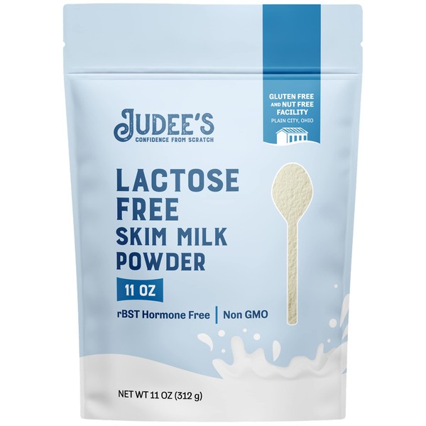 Judee’s Lactose Free Skim Milk Powder 11 oz - 100% Non-GMO and rBST Hormone-Free - Low Carb - Gluten-Free and Nut-Free - Made from Real Dairy - Great for Reconstituting and Baking