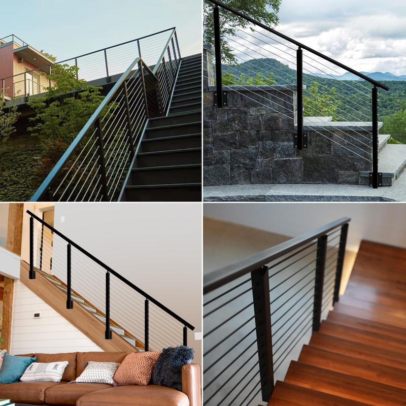 Gyykzz Side Mount Stair Post 44"x2"x2", Left Side 33° Drill