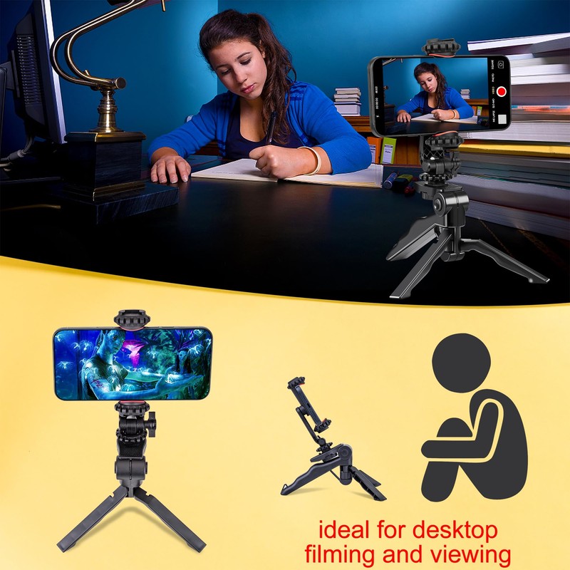 Zeadio Mini Smartphone Tripod Grip, Desktop Tabletop Stabilizer Tripod with