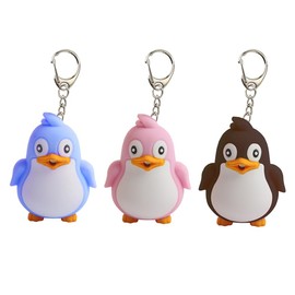 Opexicos 3Pcs Creative LED Penguin voice Luminous Key Chain Pendant Bag Gift Blue Black Pink