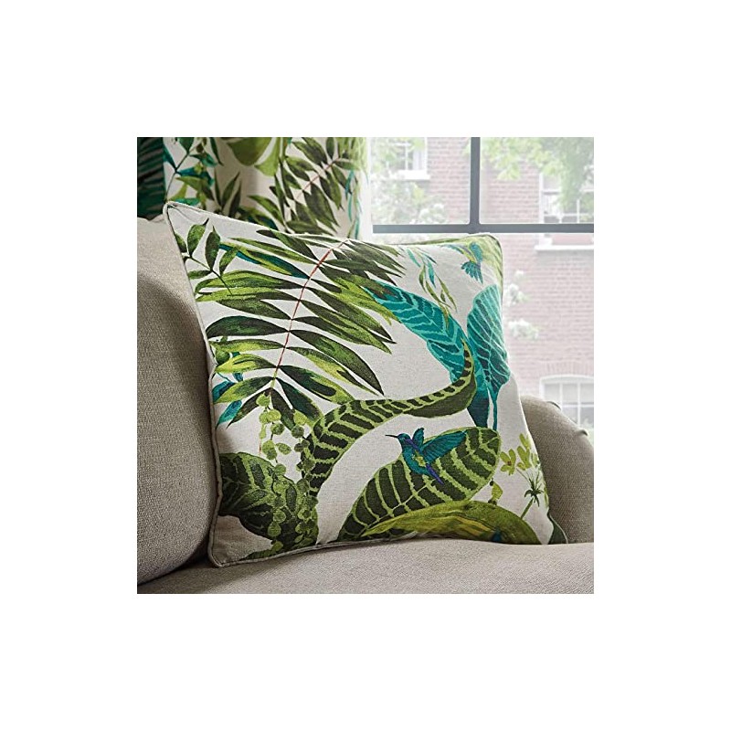 restmor Tropical Leaf Cushion Covers in Green and Blue Floral