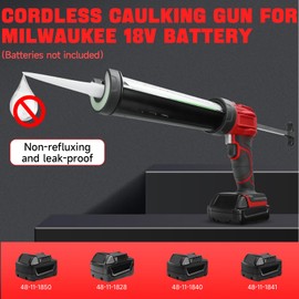 Cordless Caulking Gun for Milwaukee 18V Batteries,No-Drip Caulking Gun with LED Light,10oz/300ml,4-speed Adjustable Caulking Gun,Filling and Sealing Tool for Windows,Doors,Floors and Walls.