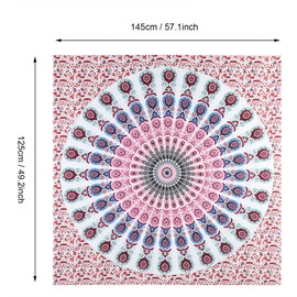 Tapiz de Mandala Floral, Tapices Recámara Hippie Bohemio Arte de Cama Decoración de Recámara para Colgar en la Pared (1#)