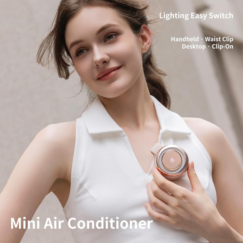 SULVGO Mini Bladeless Clip-On Fan with LED Light, White