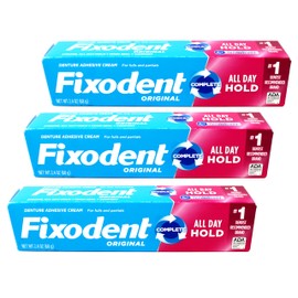 Fixodent Complete Original Denture Adhesive Cream 2.4 Oz (Pack of 3)