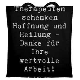 Mr. & Mrs. Panda Therapist Thank You Tote Bag, Gift, Compassion, Thank You, Gratitude, Bag, Laptop Bag, Valuable Work, Patients, Confidence, Fabric Bag, Say Thank You, Shopping Bag, black