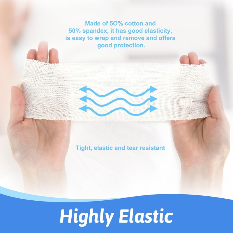 Elastic bandage for effective support, compression wrap with self-closure for