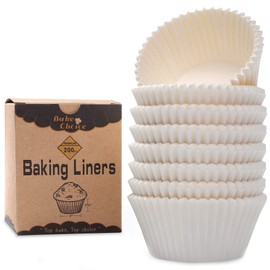Bake Choice 9 Colors Available 200pcs Standard White Cupcake Liner for Baking, Food Grade Muffin Liners, Non Stick Cupcake Liners, Greaseproof Parchment Paper Muffin Liners