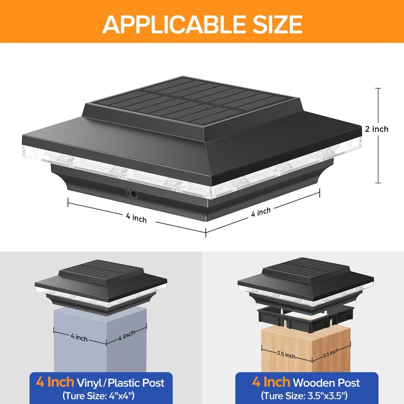 ELECLINK 4x4 Solar Post Cap Lights Upgraded, Brighter and Extended