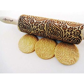 PAISLEY ROLLING PIN ENGRAVED ROLLING PIN with PAISLEY PATTERN for EMBOSSED COOKIES GIFT for MOTHER FRIEND