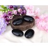 LAIDANLA 2.4" Black Obsidian Large Palm Stone Healing Crystals Natural