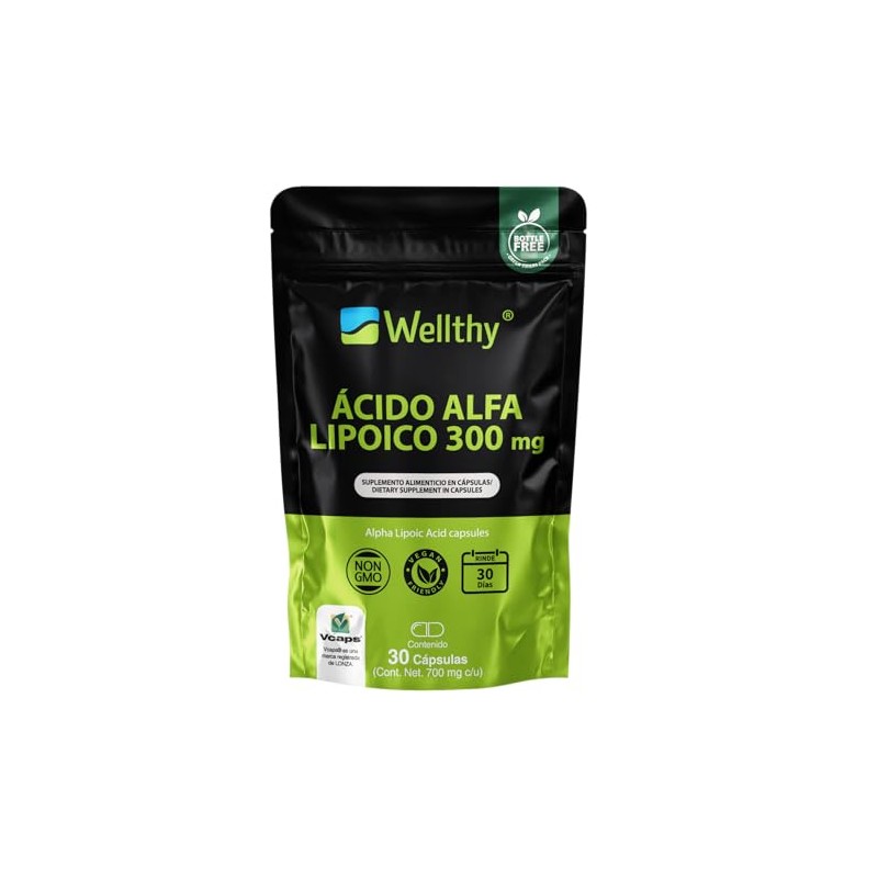 Wellthy Ácido Alfa Lipoico 300mg 30 CÁPSULAS. Solo una Cápsula