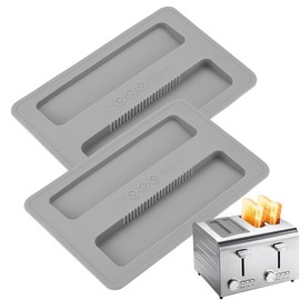 Mellbree Silicone Toaster Cover - 2 Pack Dustproof & Heat-Resistant Lid for 2 Slice Toasters, Bread Maker Cover, Toaster Accessories for Clean & Organized Kitchen, Grey