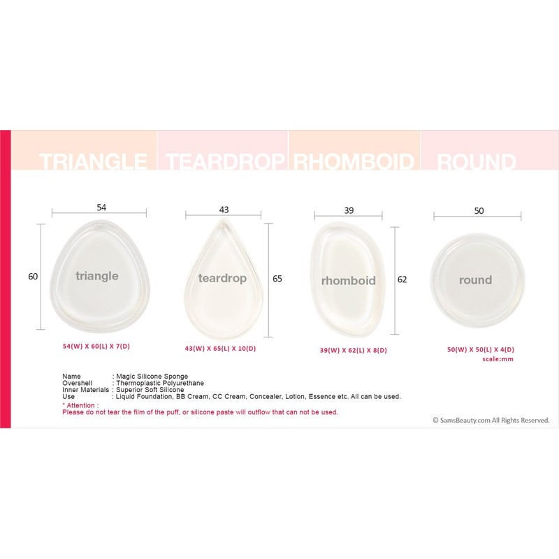 2 Packs Silicone Makeup Sponge -Pro Quality Gel Puff Sponge