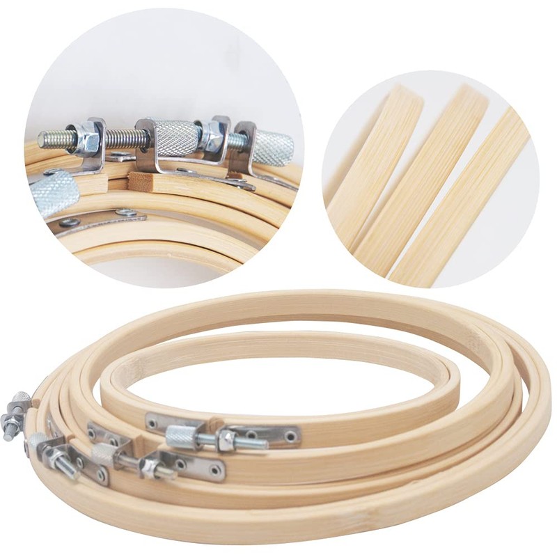4Pcs 4 Sizes Round Bamboo Embroidery Hoop Circle Cross Stitch