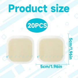 Hydrocolloid Plasters,20 PCS Blister Plasters for Feet,5cm x 5cm Invisible Blister Plasters,Hydrocolloid Dressings,Blister Cushion Pad Sterile Blister Plaster for Heel Foot Toe and Guard Skin