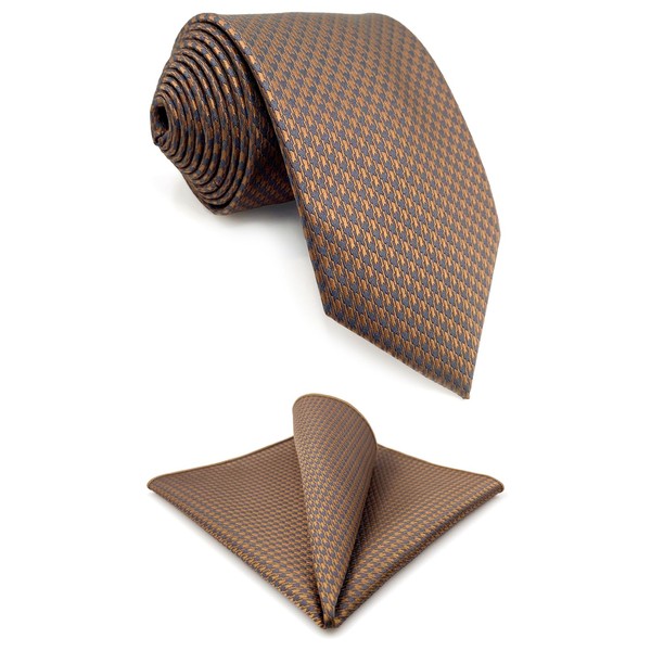 Neckties for Men Houndstooth Khaki Rose Beige Grey Tie Set