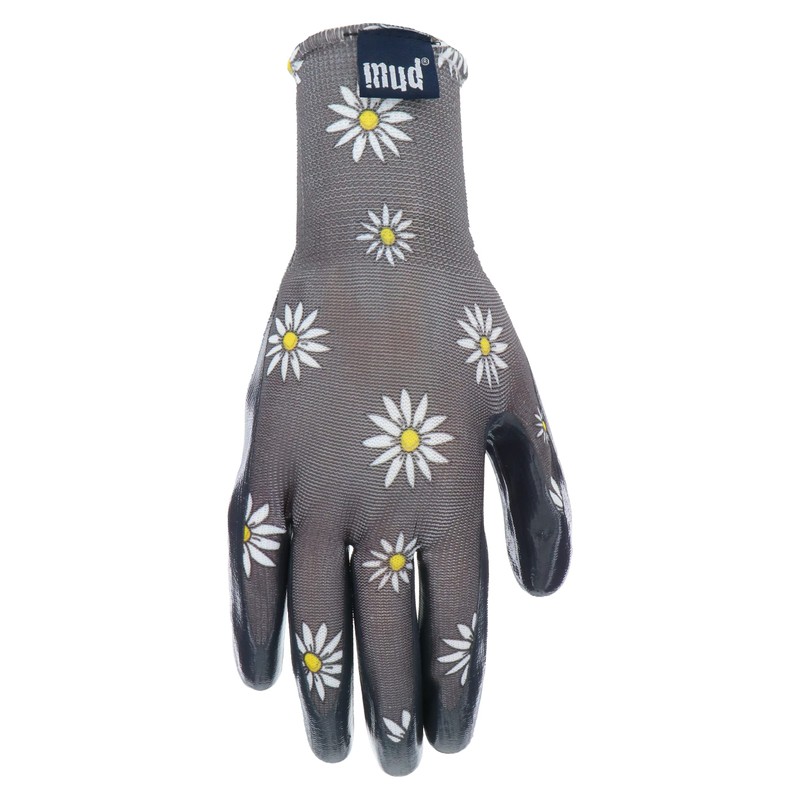 Simply MUD Women's Daisy Printed Nitrile Coated Palm Garden Gloves,