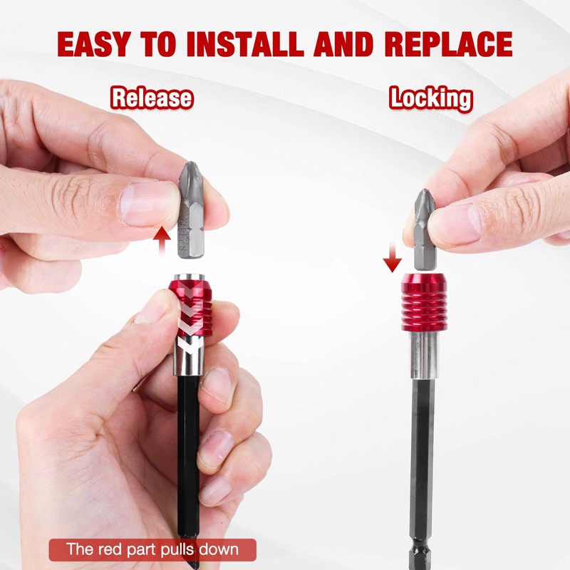 Drill Bit Extension 2/4/6/12’’, Magnetic Bit Holder 4 Pcs, Drill