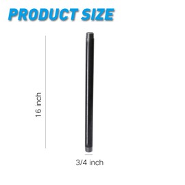 3/4"x16" Industrial Pipe, Home TZH 10 Pack Iron Pipe, Heavy Duty Pre-Cut Steel Pipe, Threaded Metal Pipe Nipple for Industrial Vintage Style DIY Project/Furniture/Shelving Decoration (3/4"x16", Grey)