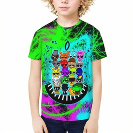 Boys Girls Short Sleeve T Shirts Crewneck Fashion Graphic 3D Printed Novelty Tops X-Small (US, Age, 6 Years, 8 Years, Blue)