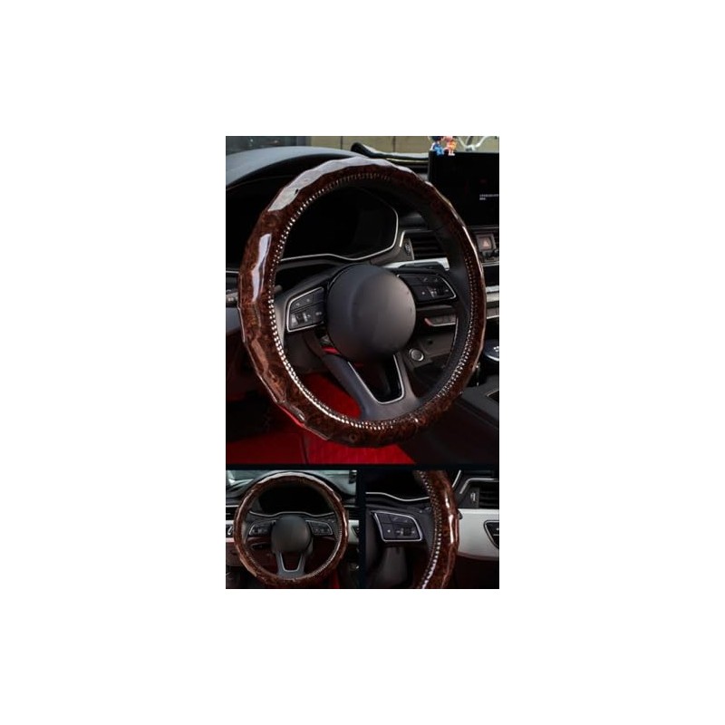 GZE Wood Grain Car Steering Wheel Covers 15 Inch Universal