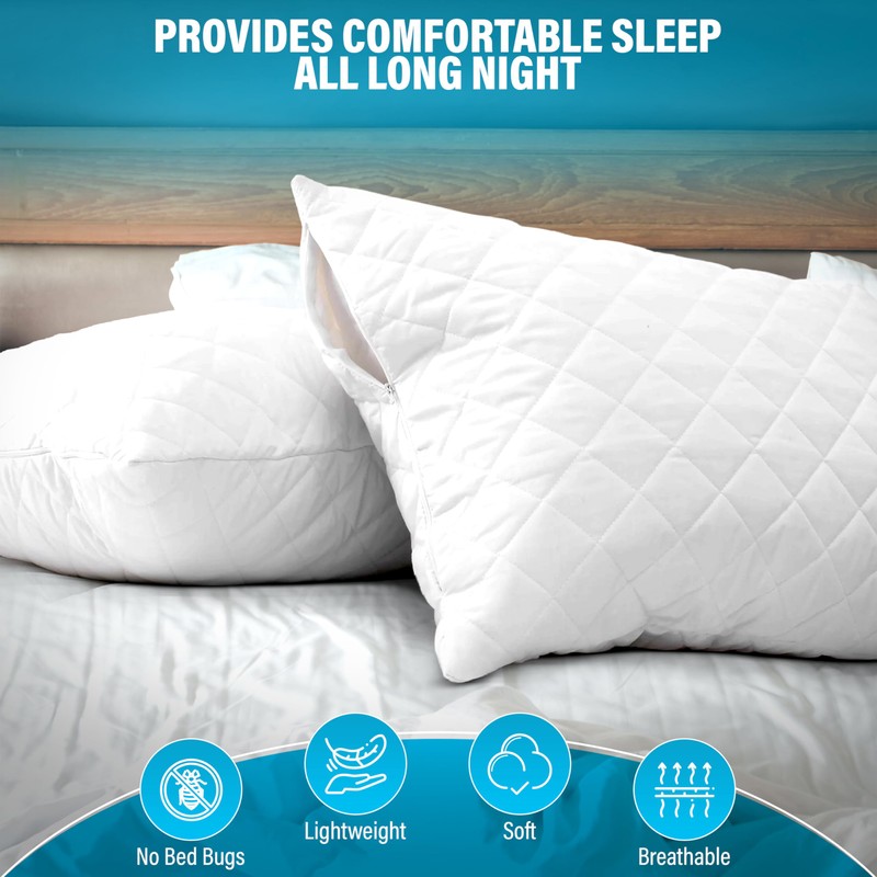 MH Traders Quilted Waterproof Pillow Protectors Pack of 2, Pillowcase
