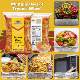 Rani Far Far / Fryums (Wheat & Tapioca Pellet) Wheel Shape 7oz (200g) ~ Vegan, Kosher, Uncooked, Used to Make Papad, Bhungra / Chip Snack