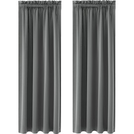 MI CASA Grey Blackout Curtains, Thermal Curtains 63 Inch Drop Super Blackout Slot Top Curtains Bedroom, Single Curtain for Door Doorway Window Living Room Bedroom, 2 Panel