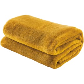 Erwin Müller Teddy Fleece Blanket, Cuddly Blanket, Fluffy Soft, Easy Care, Curry, Size 130 x 170 cm